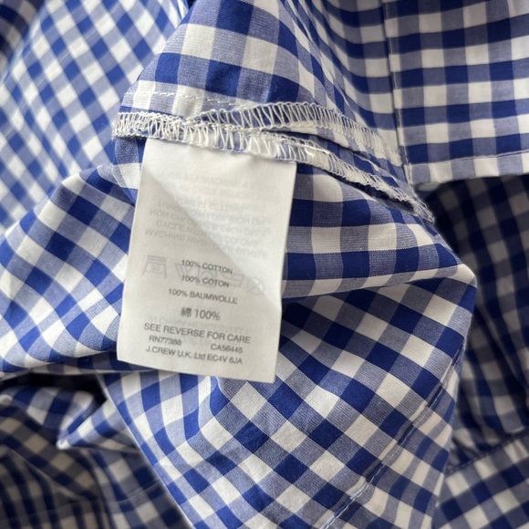 J. Crew Off the Shoulder Gingham Blue White Top Blouse Size 6 - Picture 13 of 15